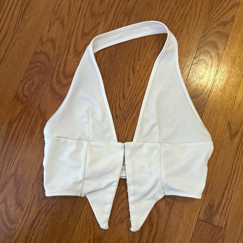 White Halter Neck Women Top
